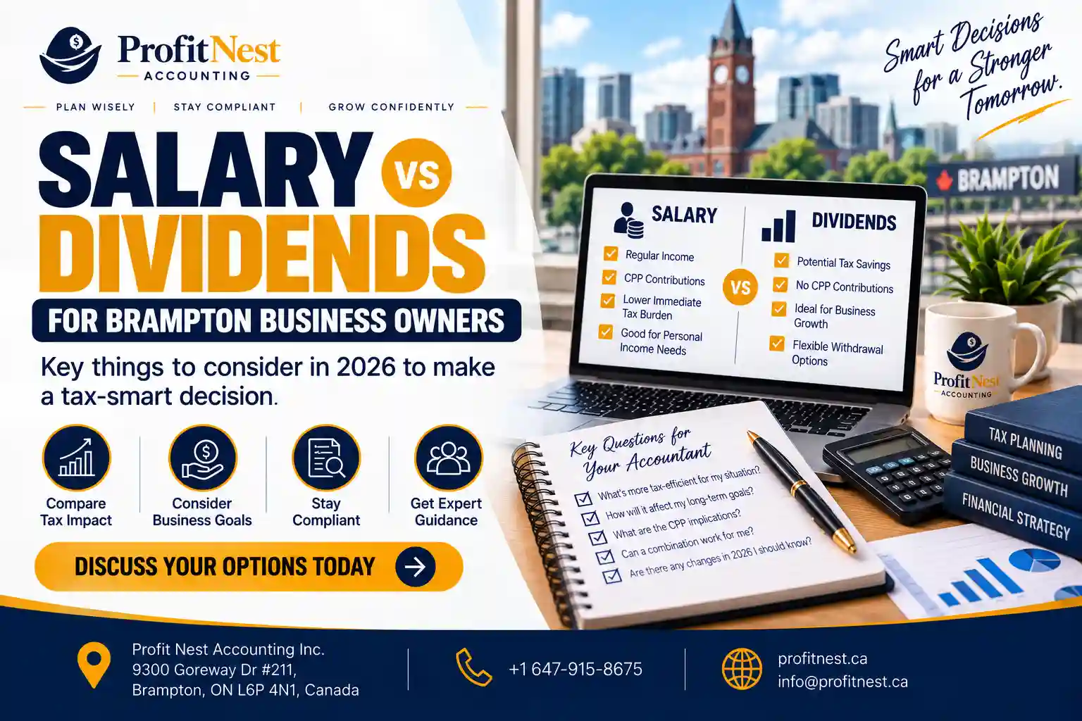 Salary vs dividends in Ontario 2026, salary or dividends for business owners, salary vs dividend tax Canada, Ontario business tax planning